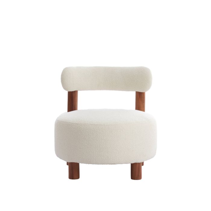 FERENTINO acaciahout fauteuil bouclé (lus) Ø74cm crème