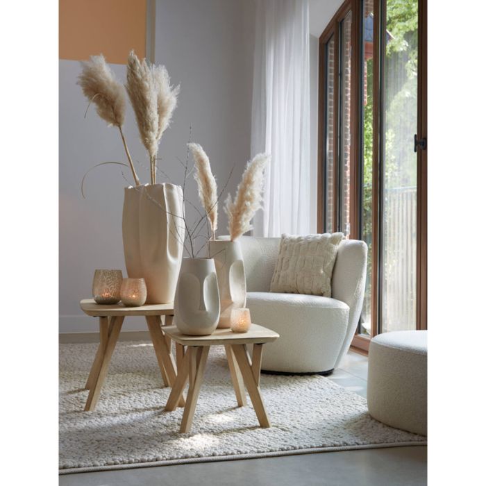 SENJA fauteuil bouclé (lus) 89x85x74cm wit met zwart draaivoet