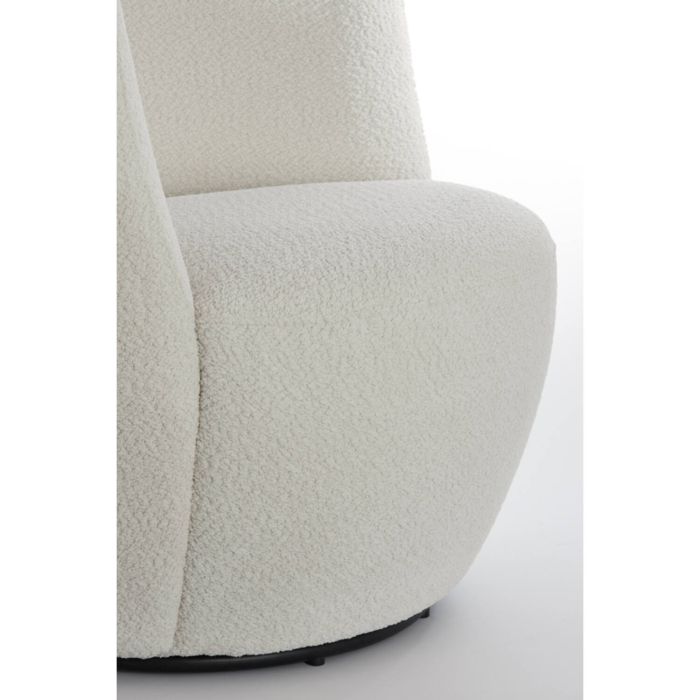 SENJA fauteuil bouclé (lus) 89x85x74cm wit met zwart draaivoet