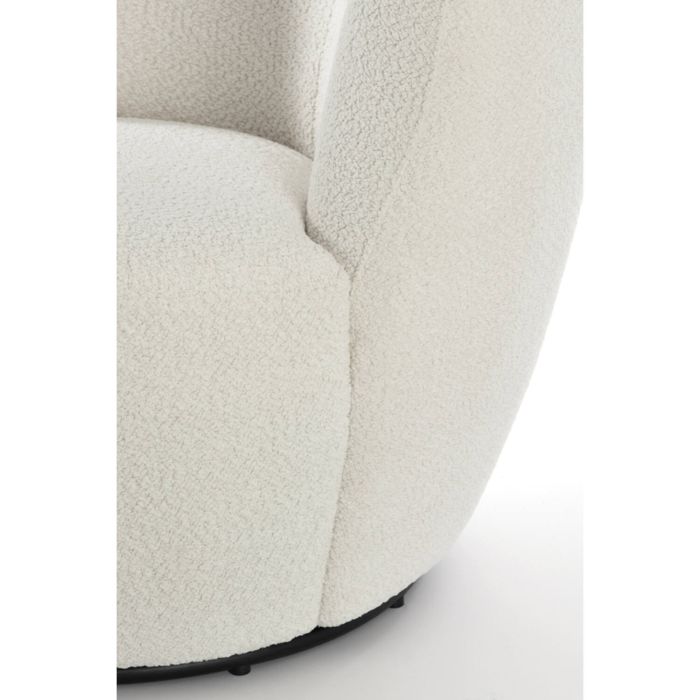 SENJA fauteuil bouclé (lus) 89x85x74cm wit met zwart draaivoet