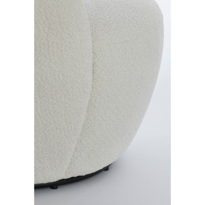 SENJA fauteuil bouclé (lus) 89x85x74cm wit met zwart draaivoet