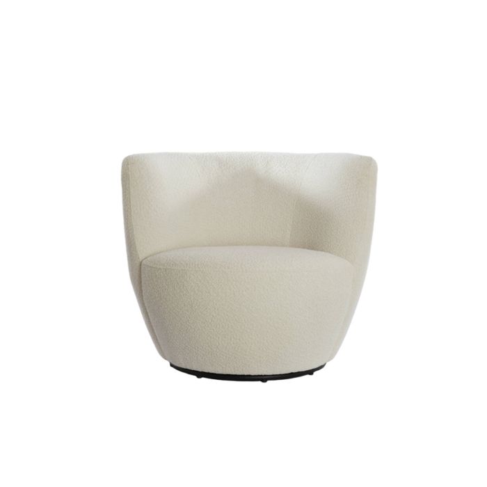 SENJA fauteuil bouclé (lus) 89x85x74cm wit met zwart draaivoet