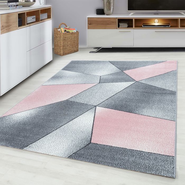 Beta 3D vloerkleed laagpolig loper 80x250cm roze