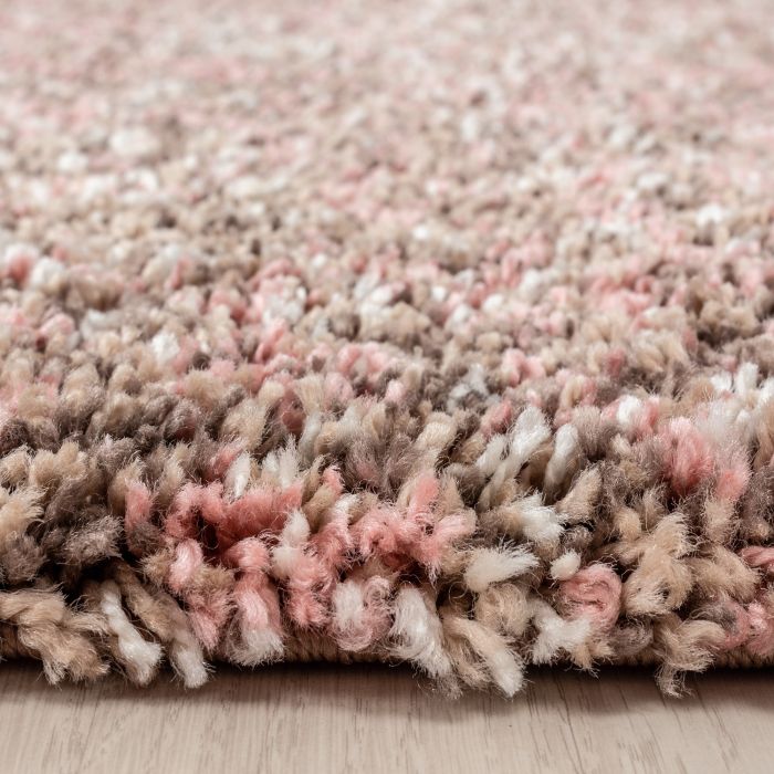 Enjoy Shaggy vloerkleed hoogpolig rond Ø 80cm roos