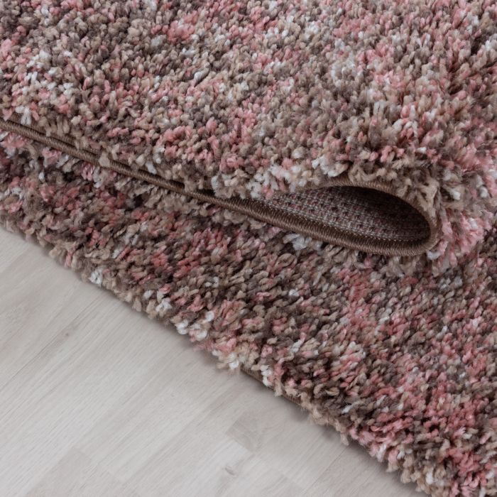 Enjoy Shaggy vloerkleed hoogpolig rond Ø 200cm roos