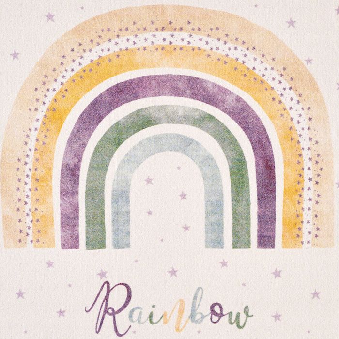 Play Regenboog antislip kindervloerkleed rechthoek 160x230cm crème