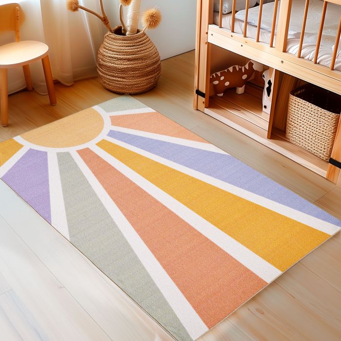 Play Zonnestraaltjes antislip kindervloerkleed rechthoek 120x170cm multikleur