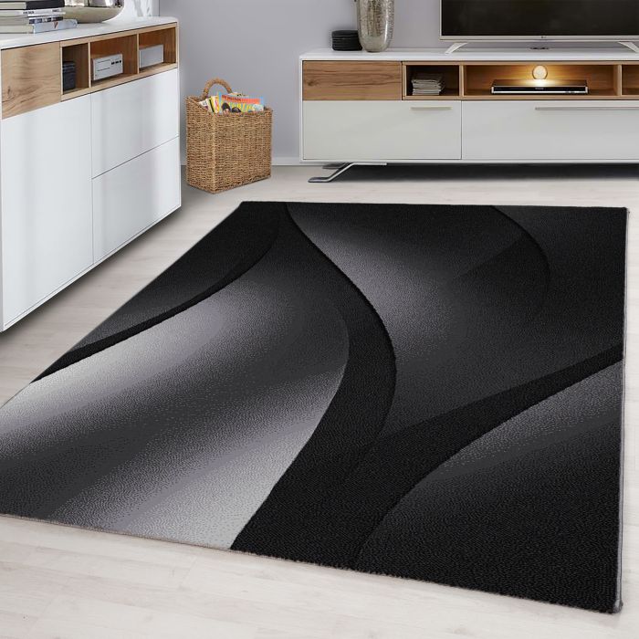 Plus Shadow vloerkleed laagpolig rechthoek 240x340cm zwart