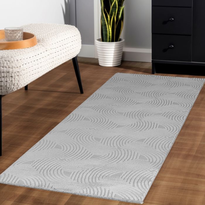 Sahara Nevra vloerkleed laagpolig loper 80x250cm zilver