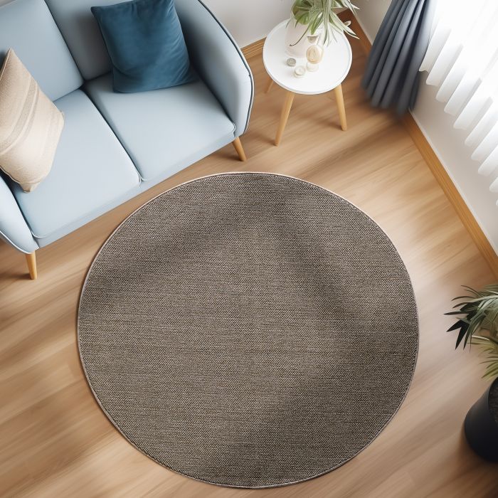 Loom vloerkleed laagpolig rond Ø 200cm bruin