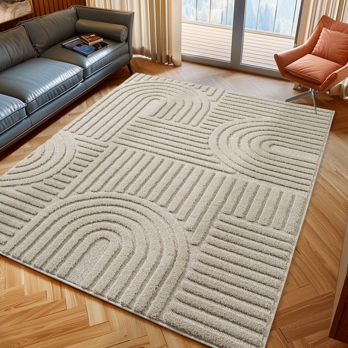 Art vloerkleed hoogpolig rechthoek 120x170cm beige