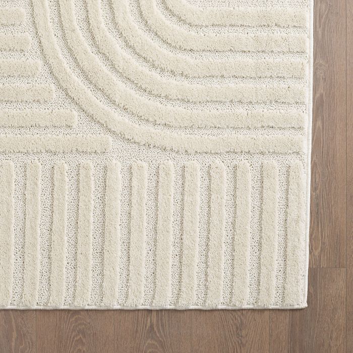 Art vloerkleed hoogpolig rond Ø 120cm crème