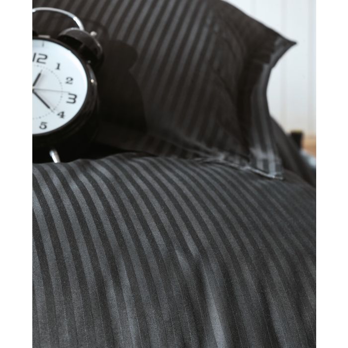 Elegant Stripe 2-persoons dekbedovertrekset 200x220cm satijn zwart