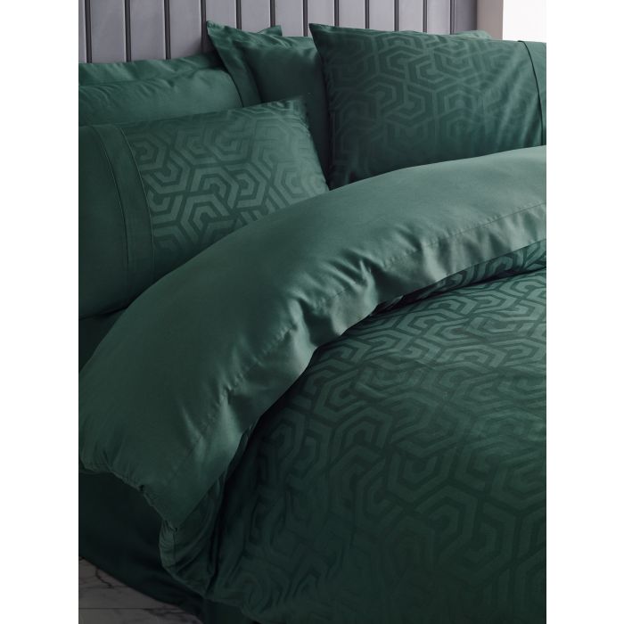 Jacquard 2-persoons dekbedovertrekset 200x220cm satijn hexa groen
