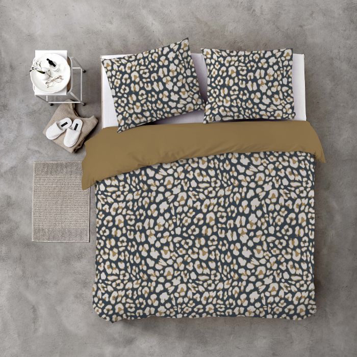 Lazy Leopard dekbedovertrek 140x220cm okergeel