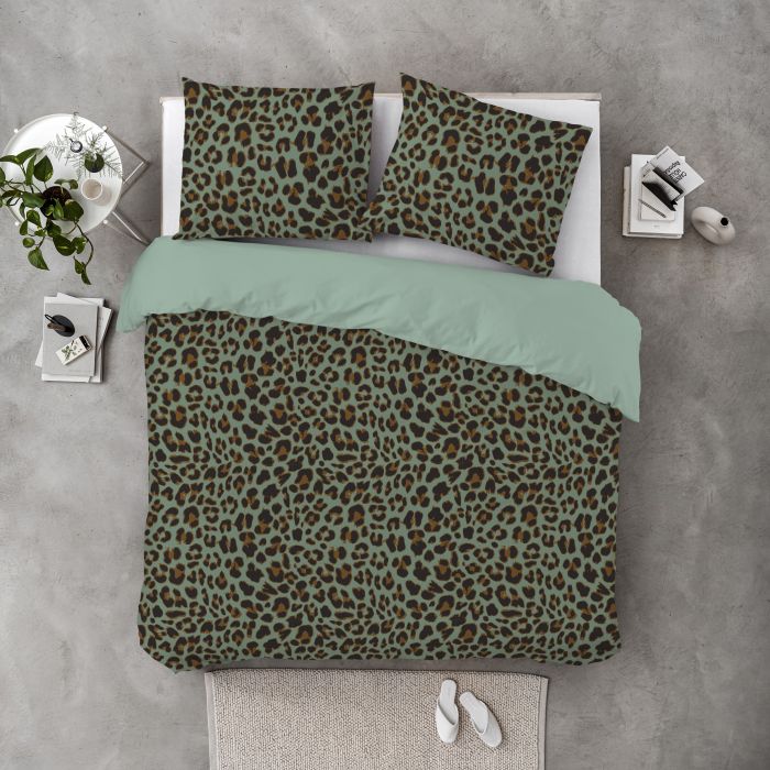 Lazy Leopard dekbedovertrek 200x220cm groen
