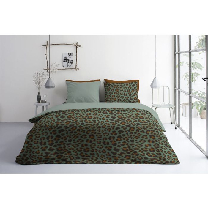 Lazy Leopard dekbedovertrek 240x220cm groen