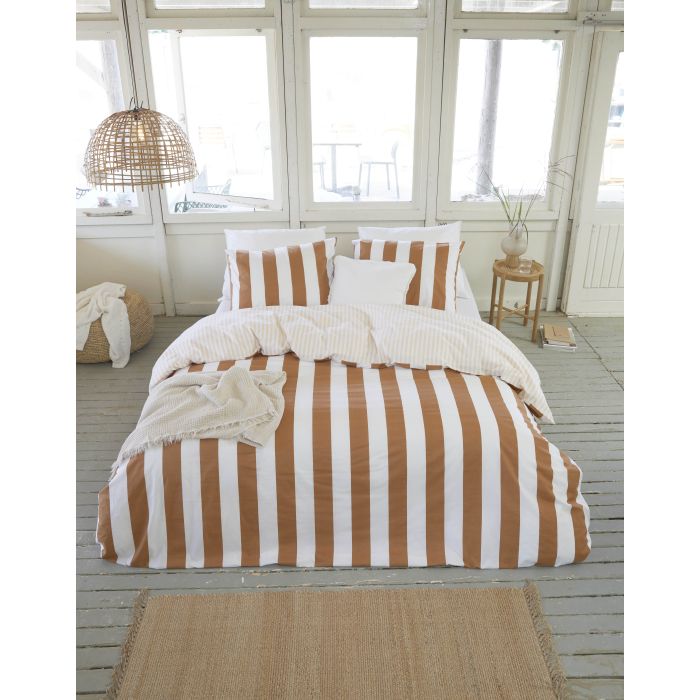 Classic Stripe dekbedovertrek 140x220cm cognac