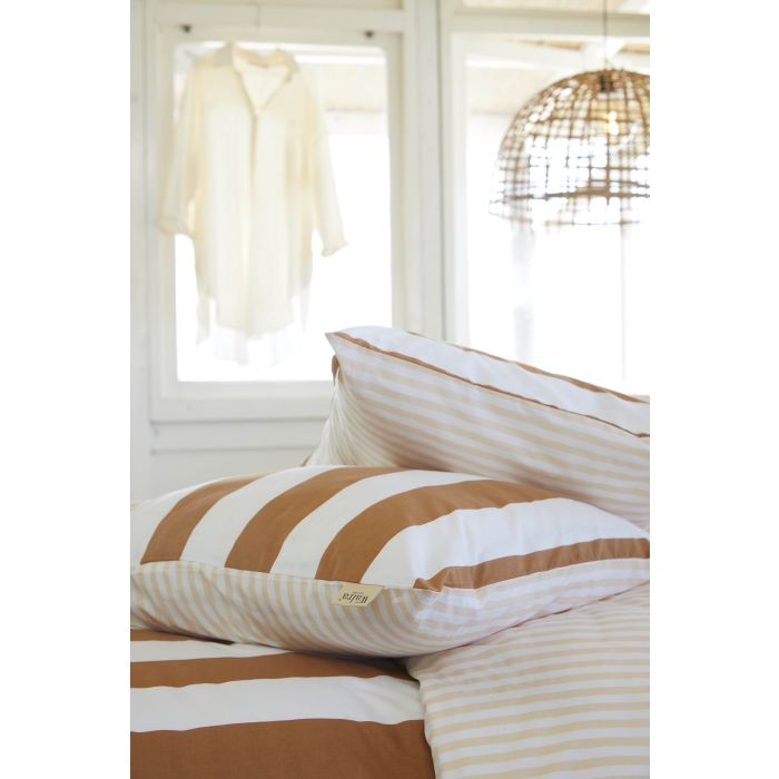 Classic Stripe dekbedovertrek 140x220cm cognac
