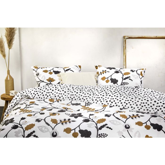 Dots & Flowers dekbedovertrek 240x220cm wit