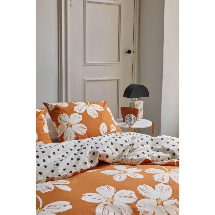 Fancy Flowers dekbedovertrek 200x220cm cognac