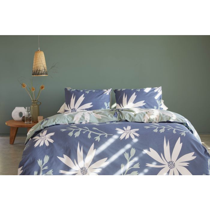 Favorite Flowers dekbedovertrek 155x220cm blauw/jade