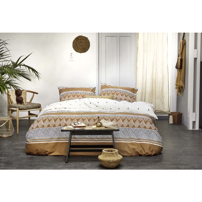 Ikat Dreams dekbedovertrek 140x220cm wit/cognac