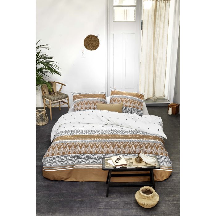 Ikat Dreams dekbedovertrek 140x220cm wit/cognac