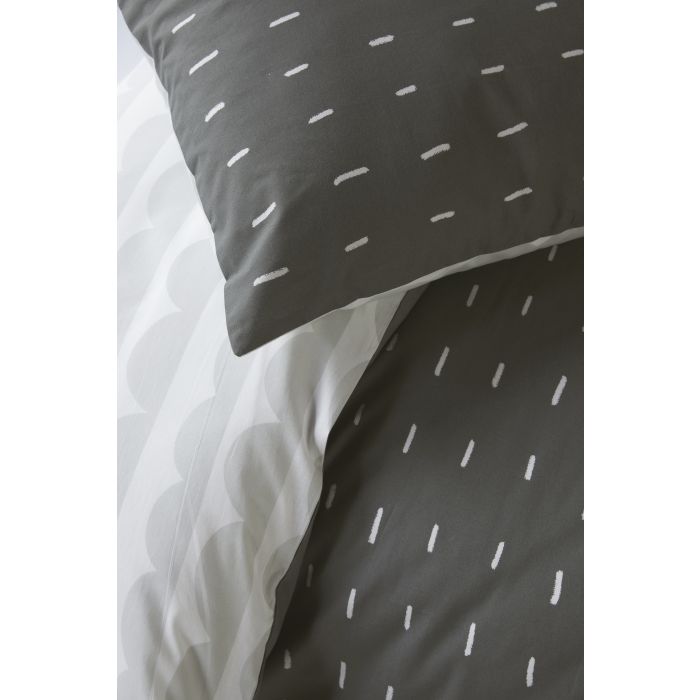 More Dashes dekbedovertrek 155x220cm off-black/grijs