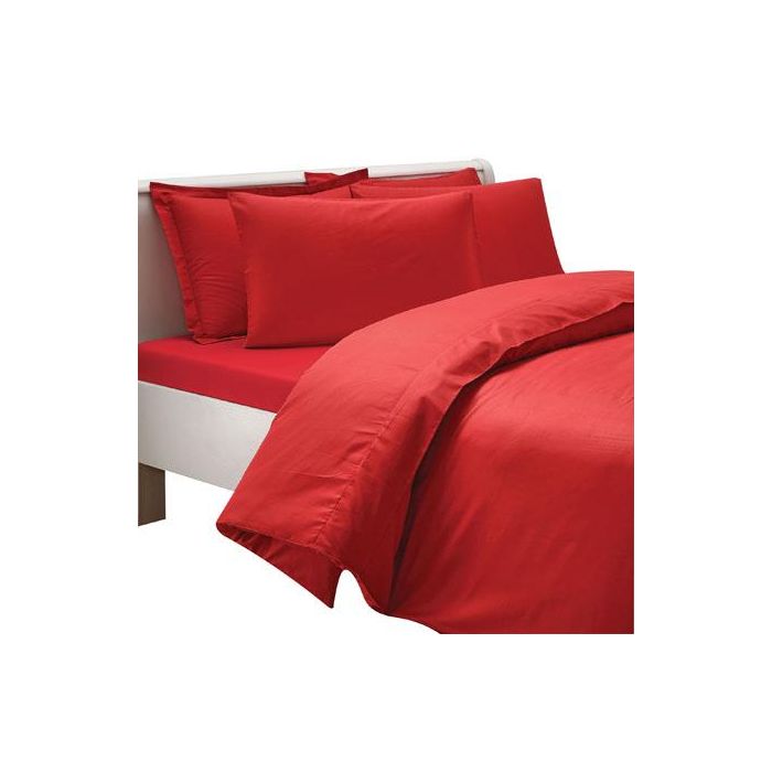 Basic saten 2-persoons dekbedovertrekset 200x220cm rood