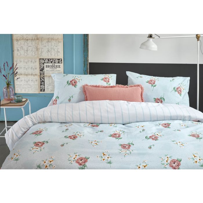 Red Roses dekbedovertrek 140x220cm blauw