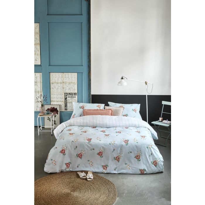 Red Roses dekbedovertrek 140x220cm blauw
