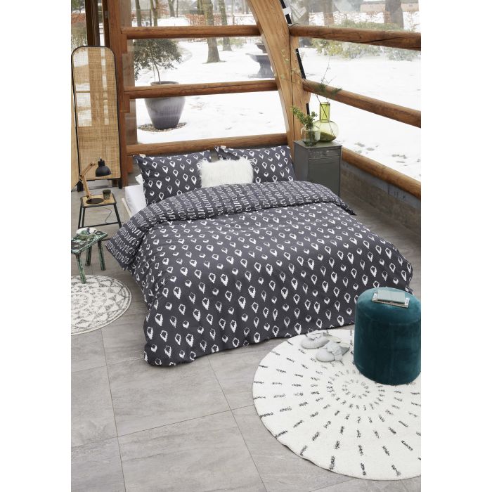 Remade Turned Cones dekbedovertrek 200x200cm off-black