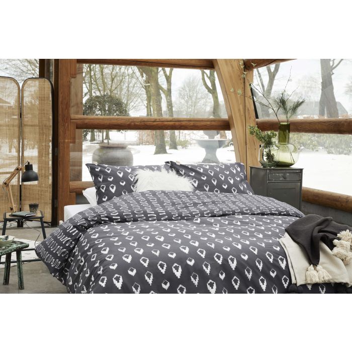 Remade Turned Cones dekbedovertrek 200x200cm off-black