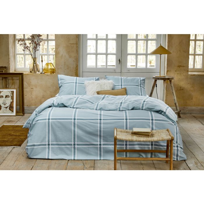 Soft Squares dekbedovertrek 200x220cm blauw