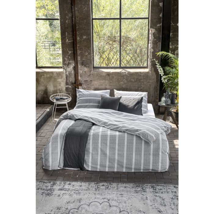 Stripe Along dekbedovertrek 140x220cm antraciet