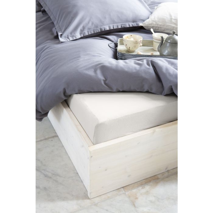 Crispy Cotton hoeslaken 160x220cm zandkleur