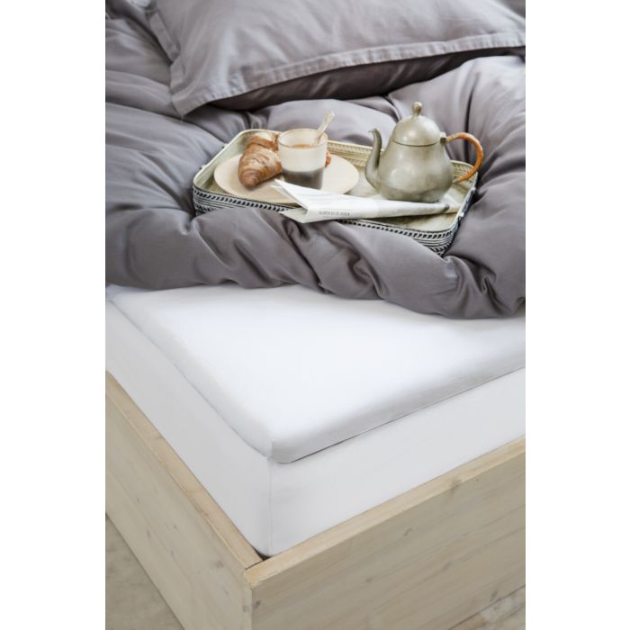 Jersey Stretch enkele splittopper hoeslaken 160x200/210cm wit