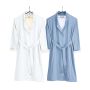Soft Jersey Robe badjas S/M blauw/wit