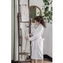 Soft Jersey Robe badjas S/M wit/kiezelgrijs