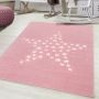 Bambi Ster kinderkamer vloerkleed laagpolig rechthoek 160x230cm roze