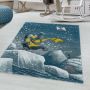 Funny Pinguïn baby kinderkamer vloerkleed laagpolig rechthoek 120x170cm blauw