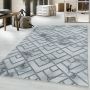 Naxos Parallel W vloerkleed laagpolig loper 80x250cm zilverkleur