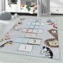 Play Hinkelen met Dieren antislip kinderkamer speelkleed lussenpolig rechthoek 120x170cm grijs
