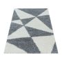 Tango Shaggy vloerkleed hoogpolig rechthoek 60x110cm grijs