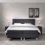 Valentina Comfort vlakke boxspring 140x200cm antraciet met Hybrid topper