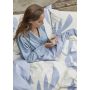 Simple Leaves dekbedovertrek 240x220cm gebroken wit/jeans blauw