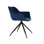 JAIMY eetkamerstoel velvet 62x52x81cm blauw met zwart poten