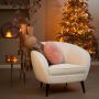 ALMOND fauteuil bouclé (lus) 91x71x77cm crème met houten zwart poten