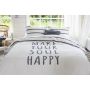 Happy Wake Up dekbedovertrek 135x200cm wit/blauw